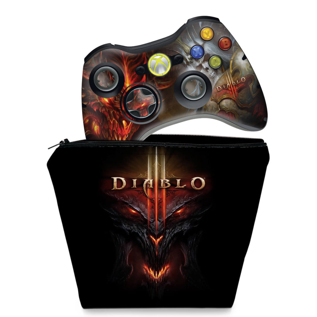 KIT Capa Case e Skin Anti-Rage Xbox 360 Controle - Diablo 3 - Pop Arte Skins