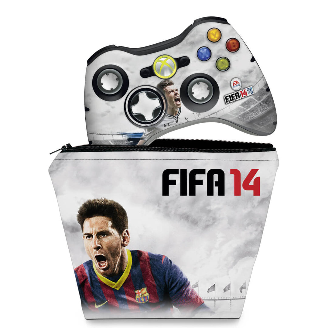 KIT Capa Case e Skin Anti-Rage Xbox 360 Controle - Fifa 14 - Pop Arte Skins