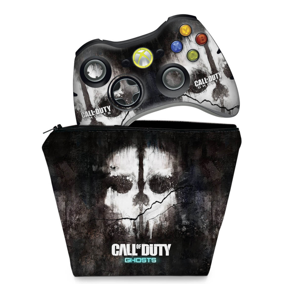 KIT Capa Case e Skin Anti-Rage Xbox 360 Controle - Call Of Duty Ghosts - Pop Arte Skins