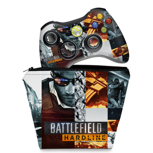 KIT Capa Case e Skin Anti-Rage Xbox 360 Controle - Battlefield Hardline