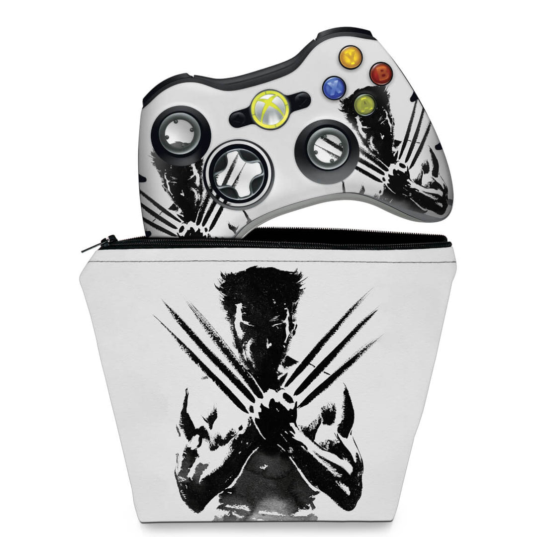 KIT Capa Case e Skin Anti-Rage Xbox 360 Controle - Wolverine X-men - Pop Arte Skins