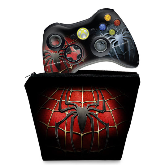 KIT Capa Case e Skin Anti-Rage Xbox 360 Controle - Homem-aranha #b