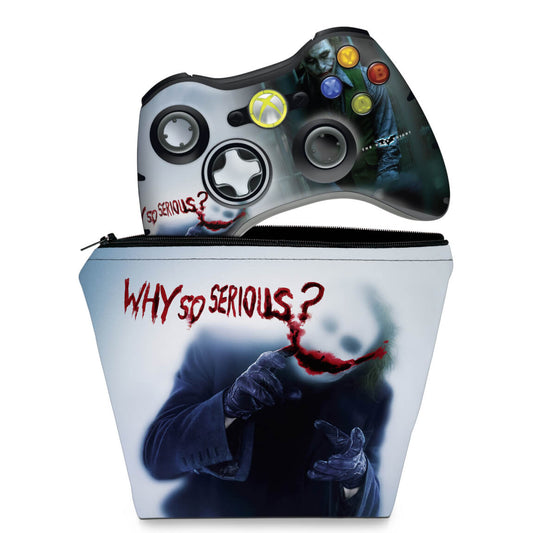 KIT Capa Case e Skin Anti-Rage Xbox 360 Controle - Coringa Joker #a