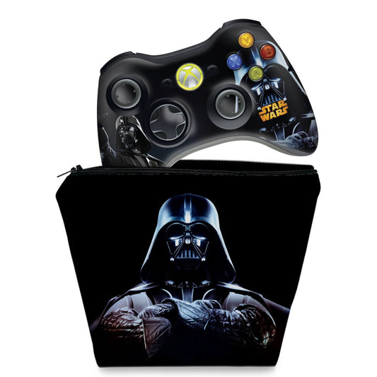 KIT Capa Case e Skin Anti-Rage Xbox 360 Controle - Darth Vader