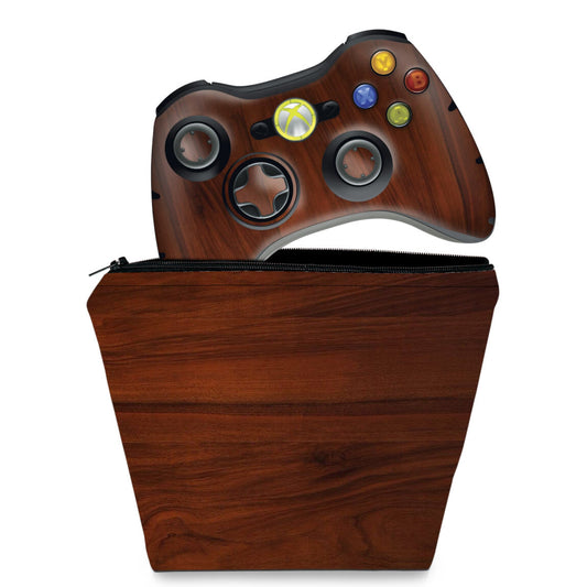 KIT Capa Case e Skin Anti-Rage Xbox 360 Controle - Madeira #1