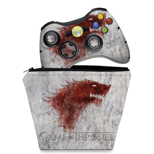 KIT Capa Case e Skin Anti-Rage Xbox 360 Controle - Game Of Thrones #a