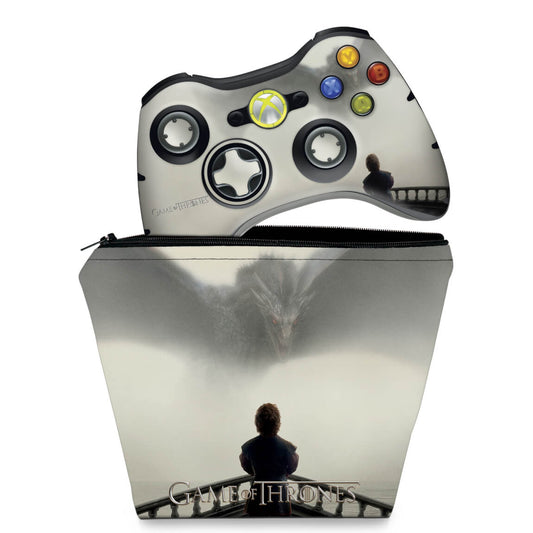 KIT Capa Case e Skin Anti-Rage Xbox 360 Controle - Game Of Thrones #b