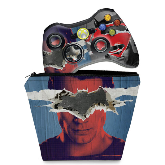 KIT Capa Case e Skin Anti-Rage Xbox 360 Controle - Batman Vs Superman