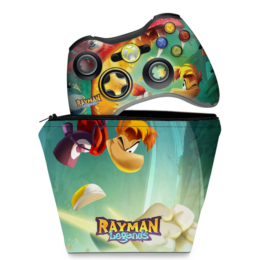 KIT Capa Case e Skin Anti-Rage Xbox 360 Controle - Rayman Legends - Pop Arte Skins