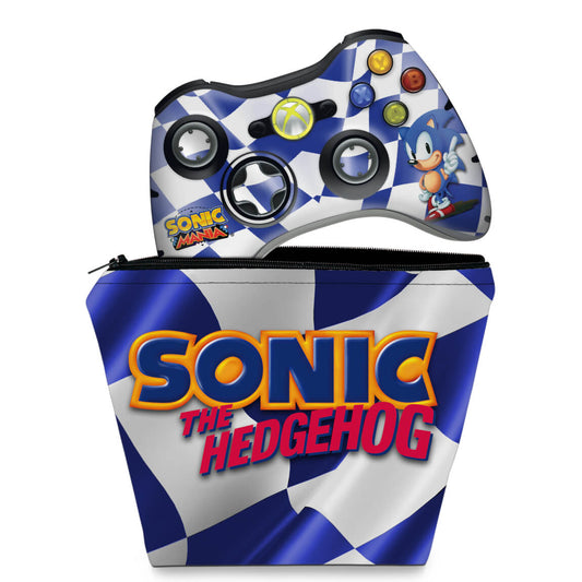 KIT Capa Case e Skin Anti-Rage Xbox 360 Controle - Sonic The Hedgehog