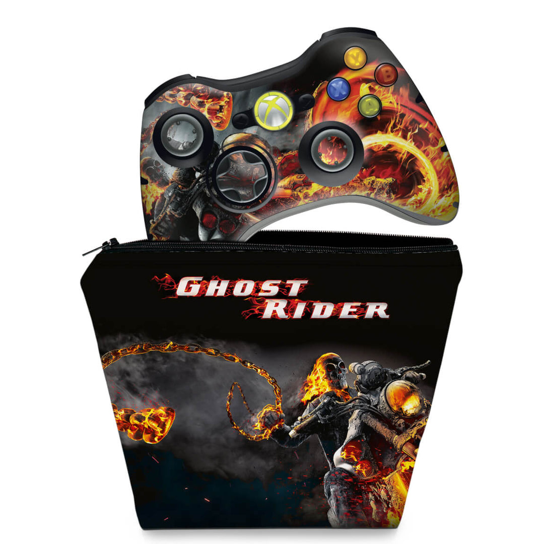 KIT Capa Case e Skin Anti-Rage Xbox 360 Controle - Motoqueiro Fantasma B - Pop Arte Skins