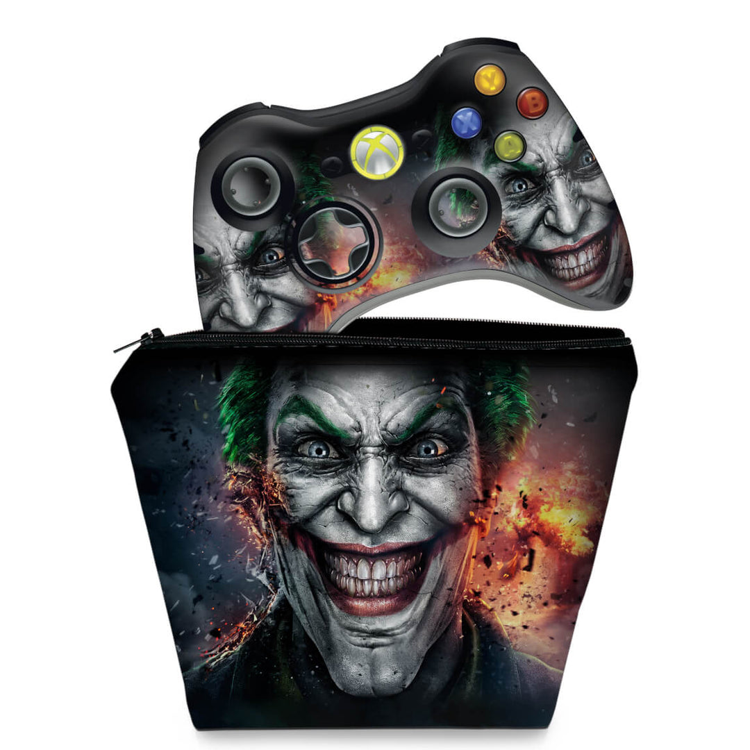 KIT Capa Case e Skin Anti-Rage Xbox 360 Controle - Coringa Joker #b - Pop Arte Skins