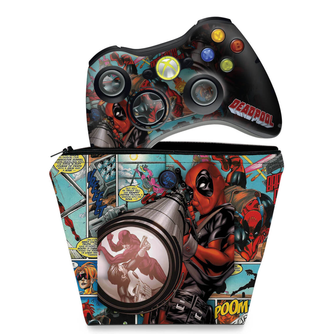 KIT Capa Case e Skin Anti-Rage Xbox 360 Controle - Deadpool - Pop Arte Skins