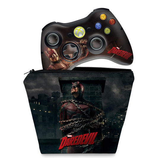 KIT Capa Case e Skin Anti-Rage Xbox 360 Controle - Daredevil Demolidor