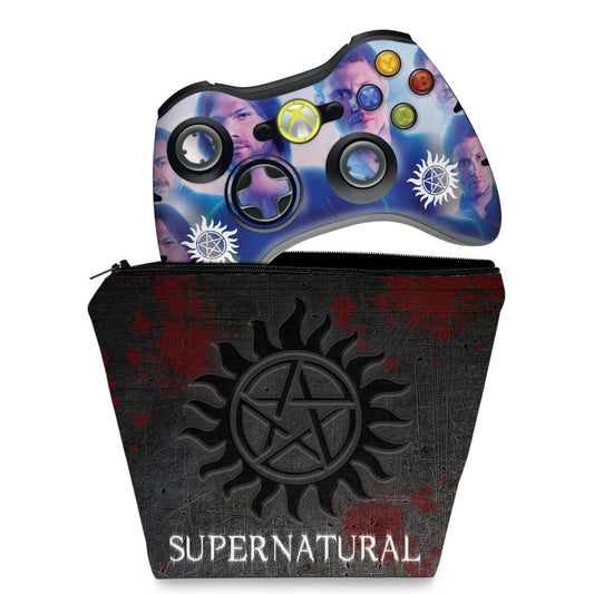 KIT Capa Case e Skin Anti-Rage Xbox 360 Controle - Sobrenatural