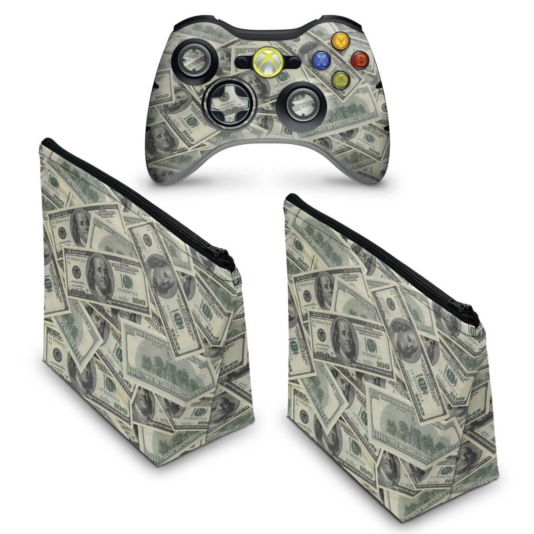 KIT Capa Case e Skin Anti-Rage Xbox 360 Controle - Dollar Money Dinheiro - Pop Arte Skins - foto 2