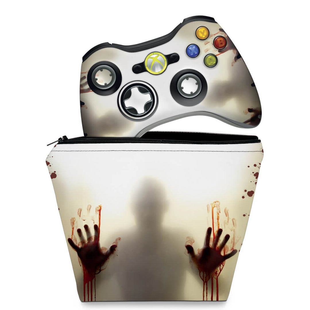 KIT Capa Case e Skin Anti-Rage Xbox 360 Controle - Fear The Walking Dead - Pop Arte Skins