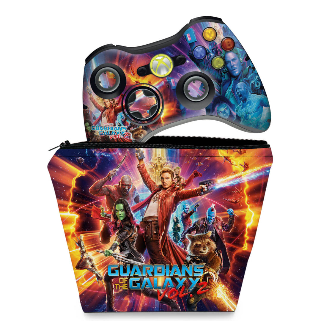 KIT Capa Case e Skin Anti-Rage Xbox 360 Controle - Guardioes Da Galaxia 2 - Pop Arte Skins