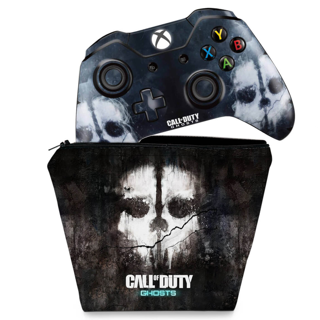 KIT Capa Case e Skin Anti-Rage Xbox One Fat Controle - Call of Duty Ghosts