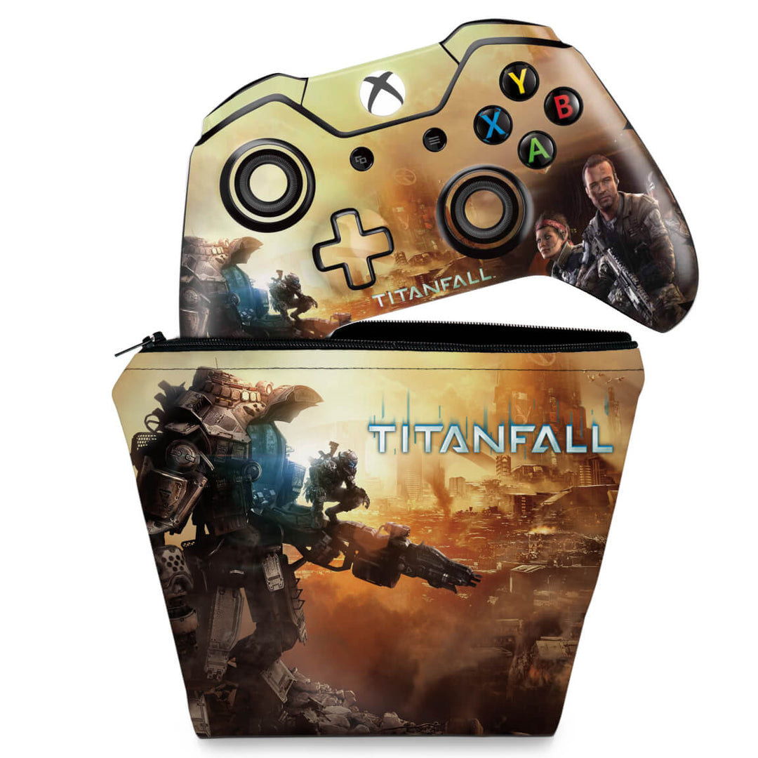 KIT Capa Case e Skin Anti-Rage Xbox One Fat Controle - Titanfall