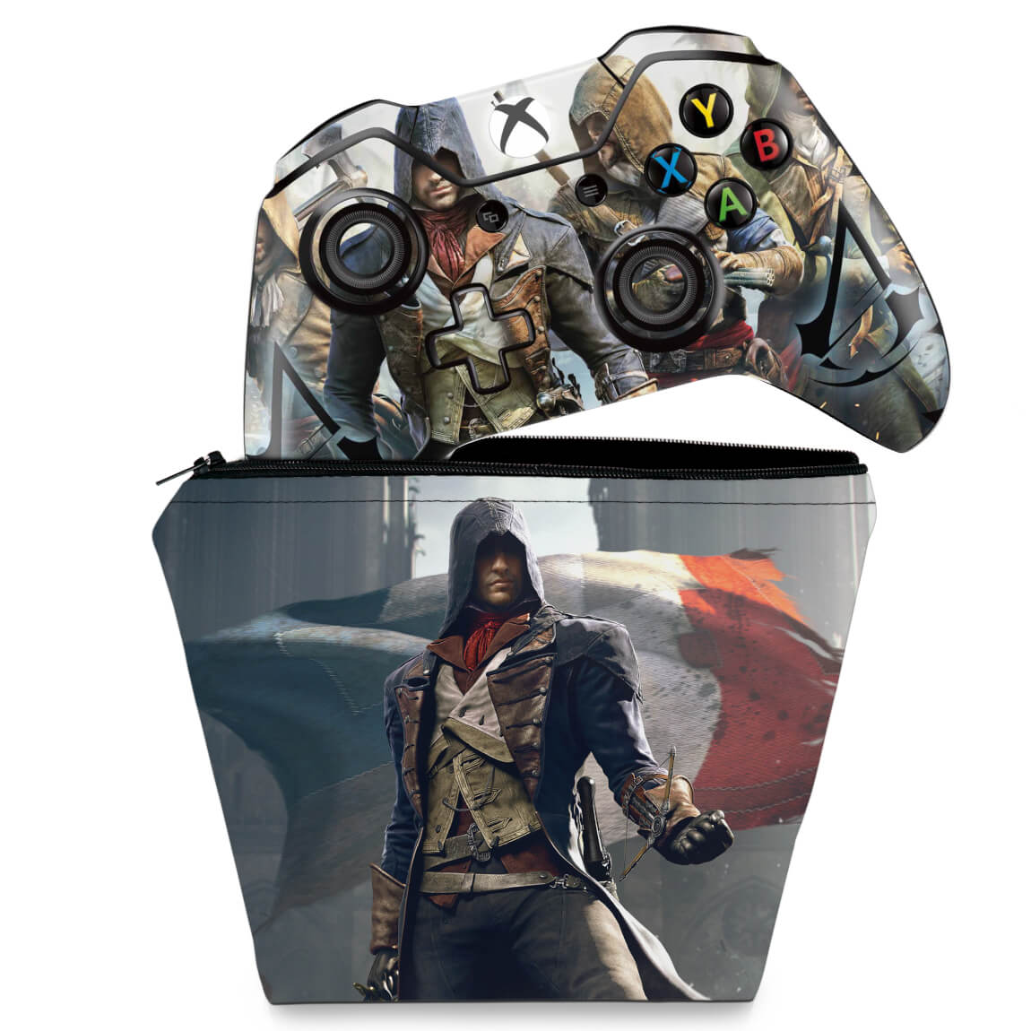 KIT Capa Case e Skin Anti-Rage Xbox One Fat Controle - Assassin's Creed Unity