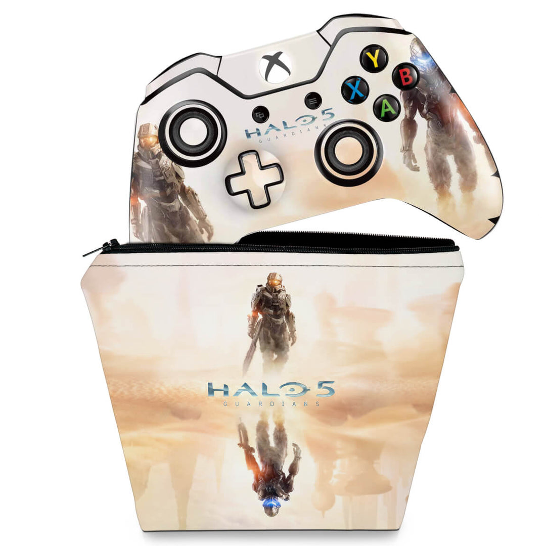 KIT Capa Case e Skin Anti-Rage Xbox One Fat Controle - Halo 5: Guardians #A