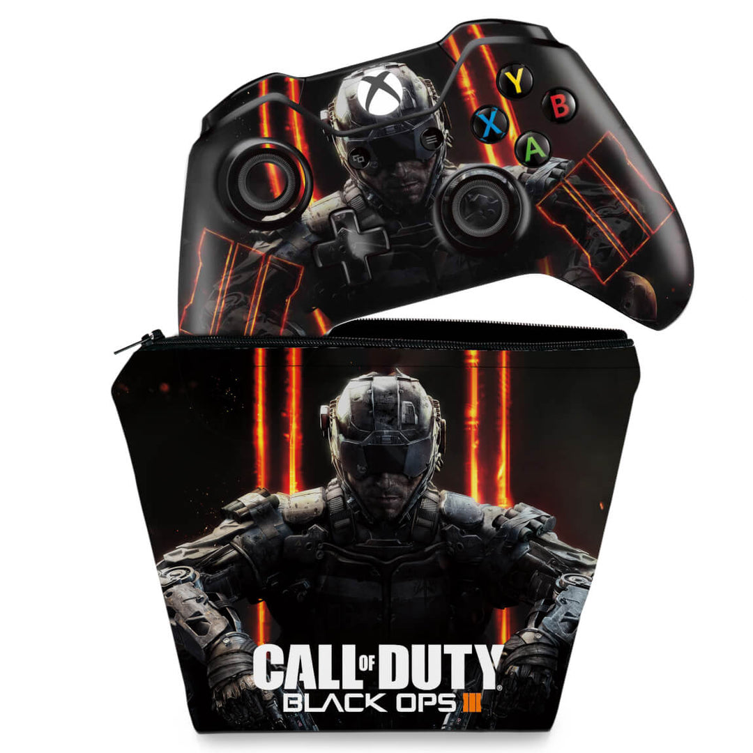 KIT Capa Case e Skin Anti-Rage Xbox One Fat Controle - Call of Duty Black Ops 3