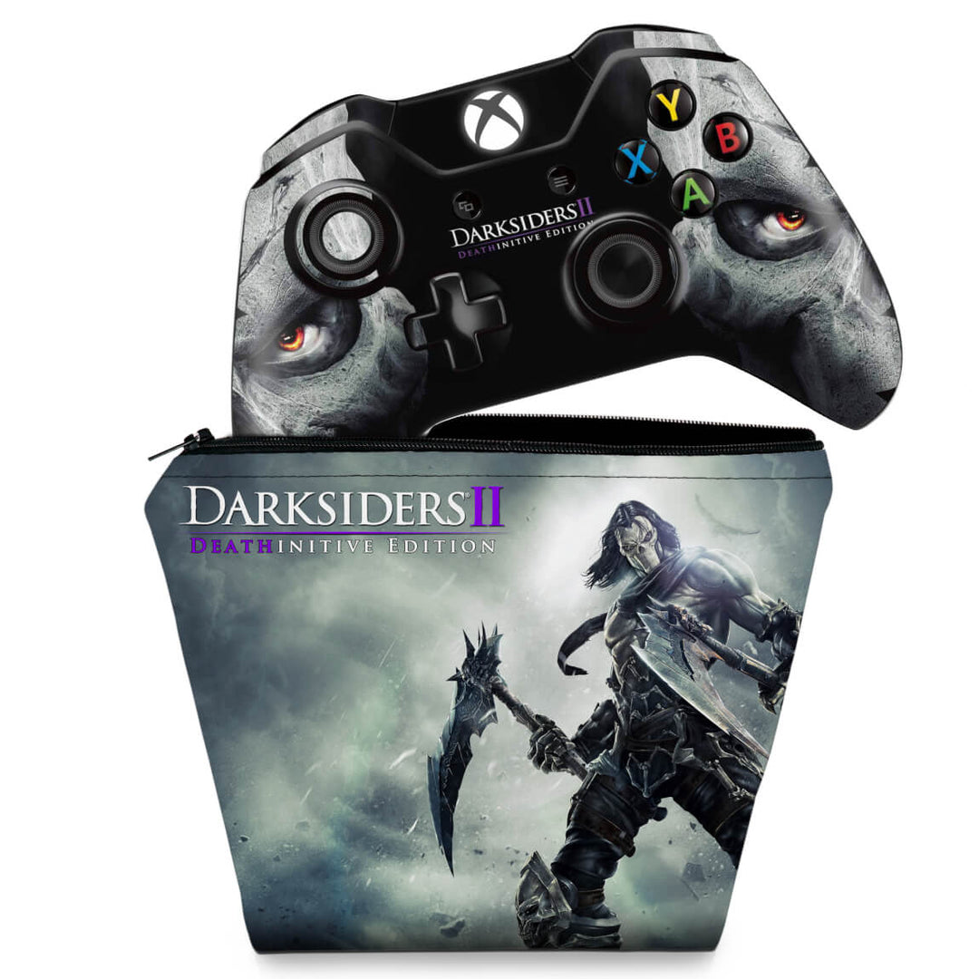 KIT Capa Case e Skin Anti-Rage Xbox One Fat Controle - Darksiders 2 Deathinitive Edition