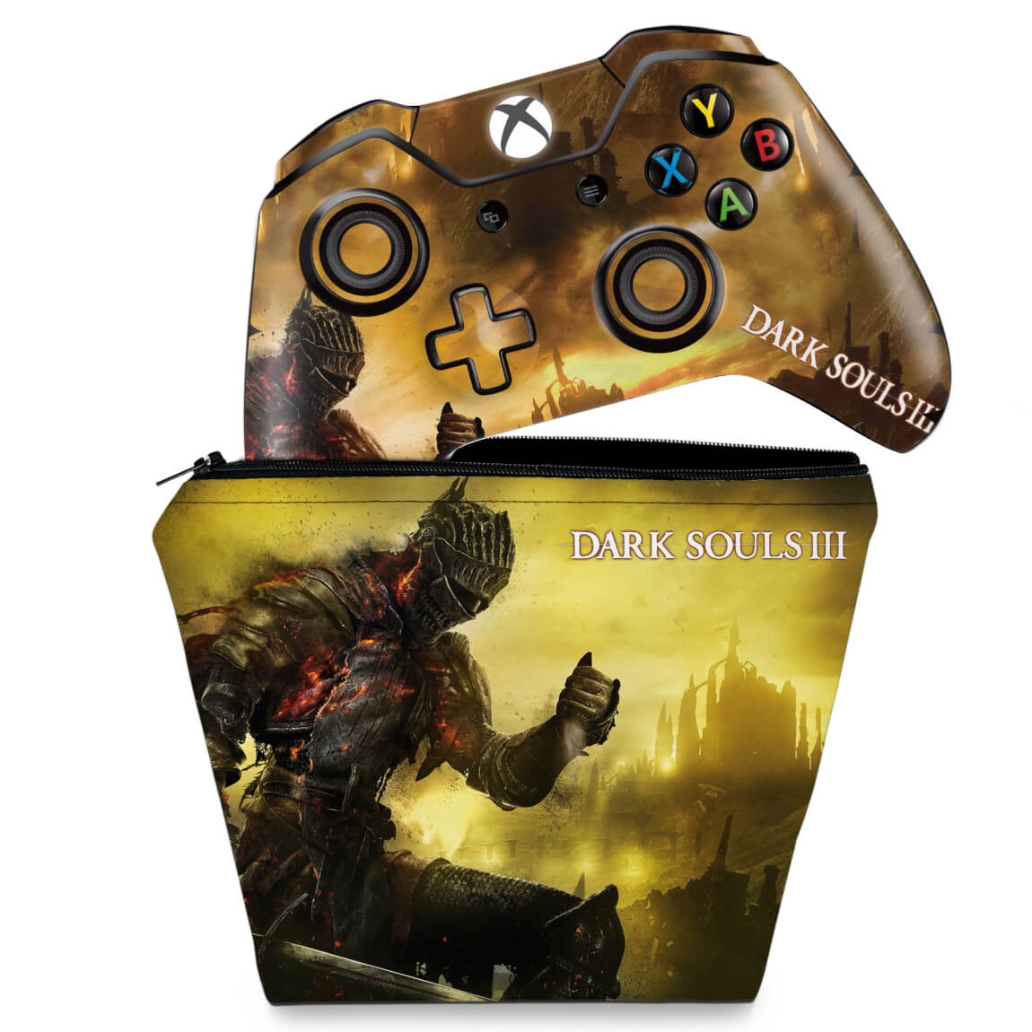 KIT Capa Case e Skin Anti-Rage Xbox One Fat Controle - Dark Souls 3