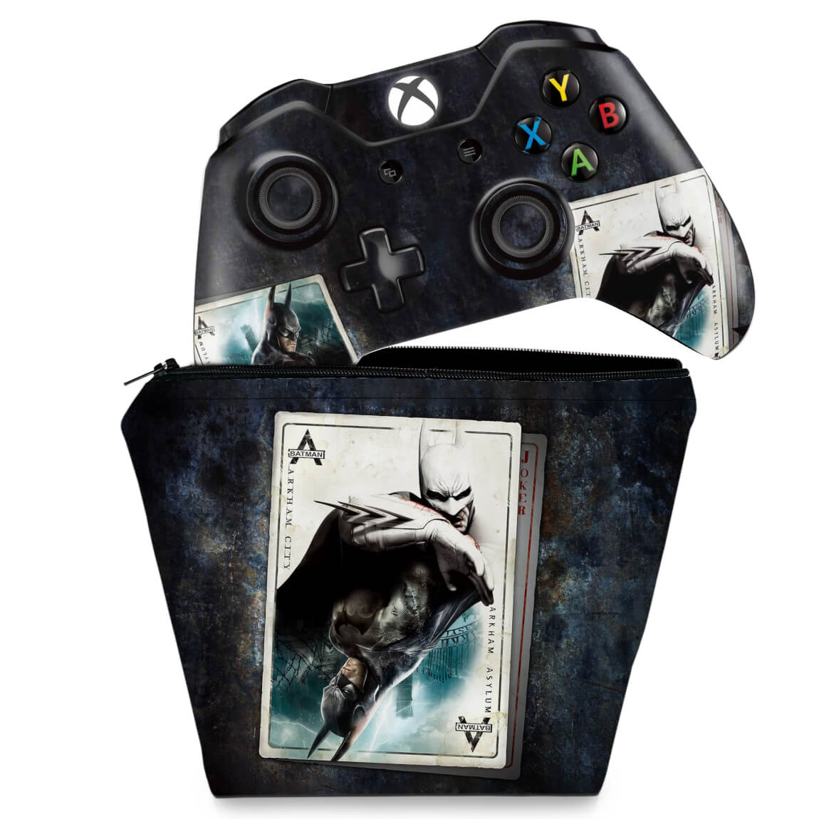 KIT Capa Case e Skin Anti-Rage Xbox One Fat Controle - Batman Return to Arkham