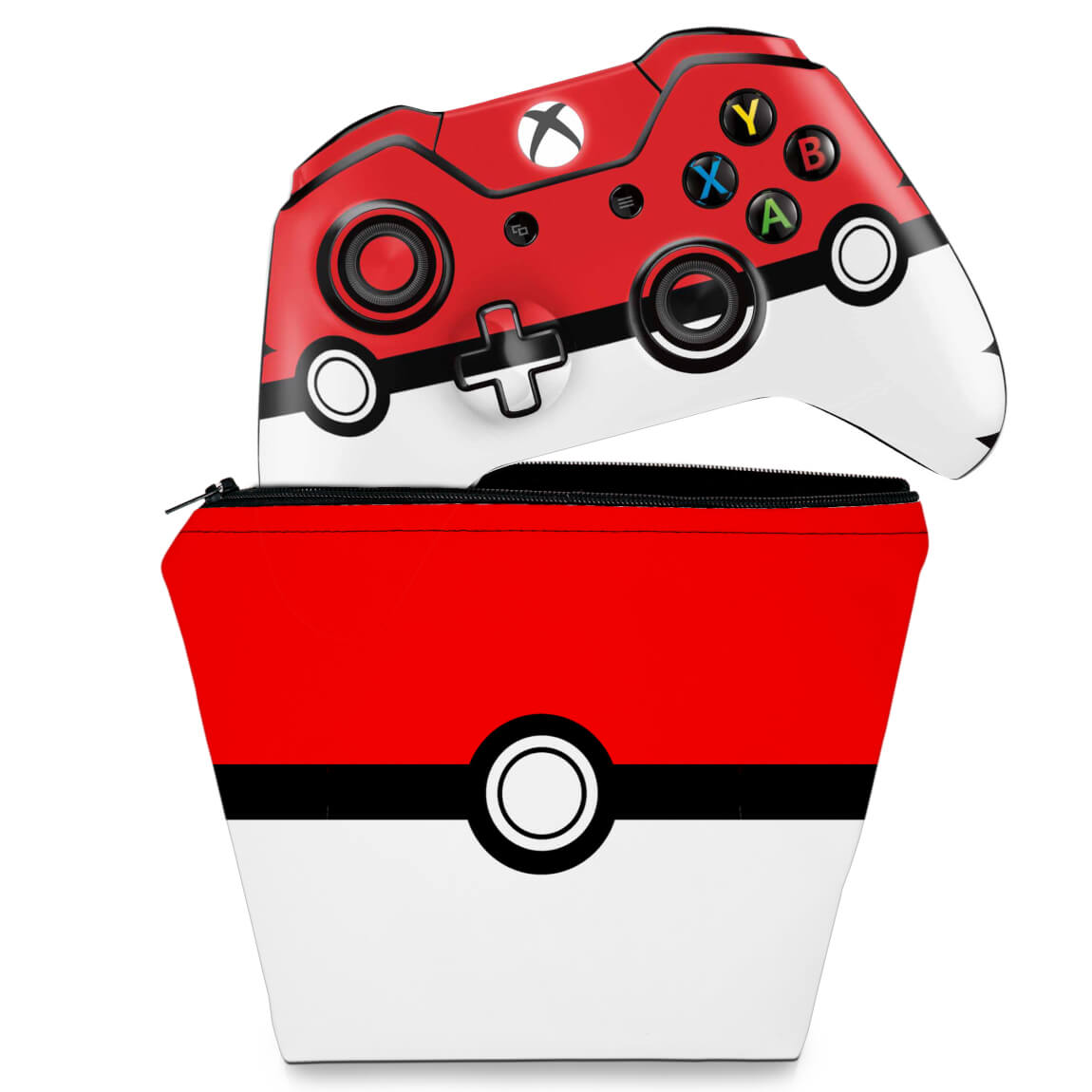 KIT Capa Case e Skin Anti-Rage Xbox One Fat Controle - Pokemon Pokebola