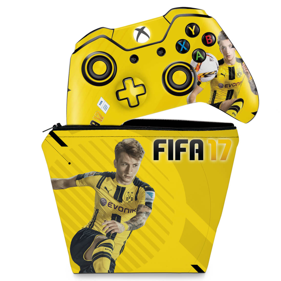 KIT Capa Case e Skin Anti-Rage Xbox One Fat Controle - FIFA 17