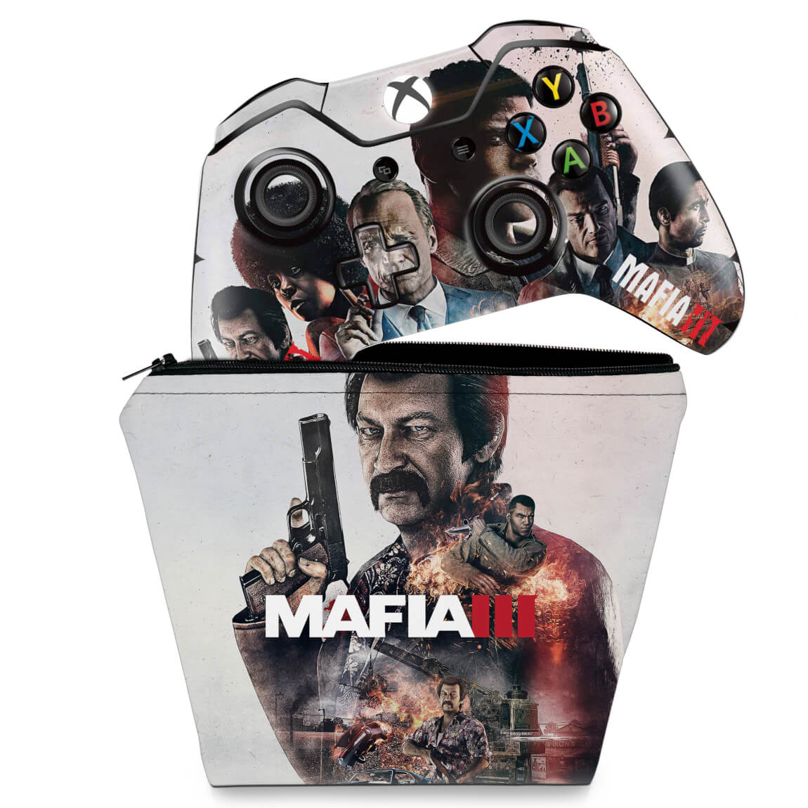 KIT Capa Case e Skin Anti-Rage Xbox One Fat Controle - Mafia 3