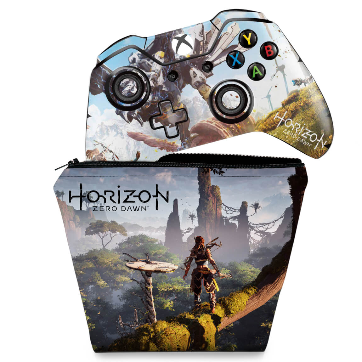 KIT Capa Case e Skin Anti-Rage Xbox One Fat Controle - Horizon Zero Dawn