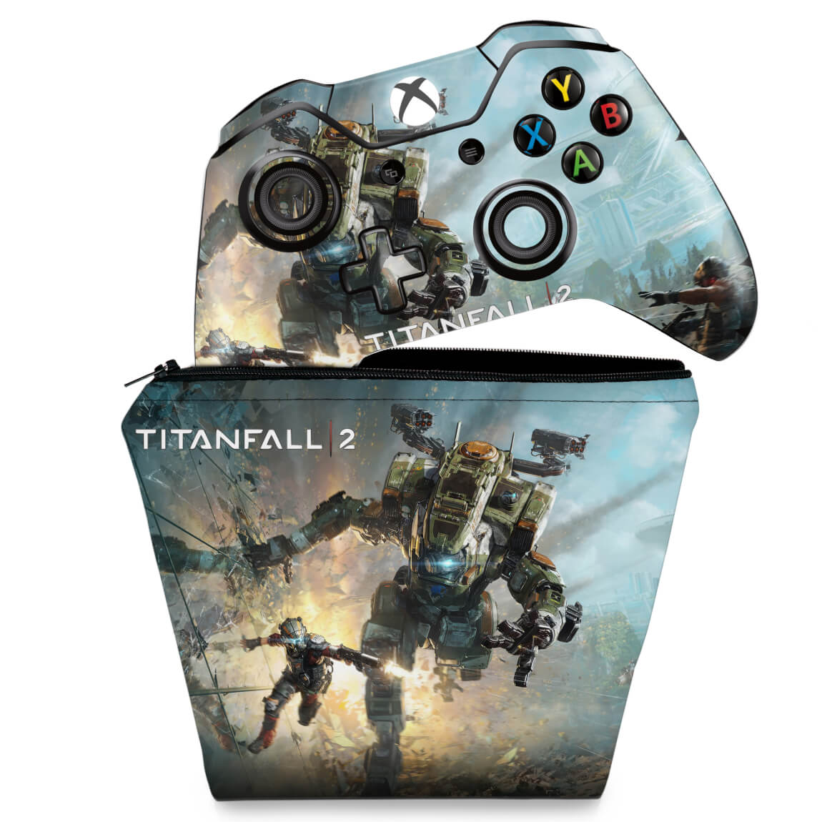 KIT Capa Case e Skin Anti-Rage Xbox One Fat Controle - Titanfall 2
