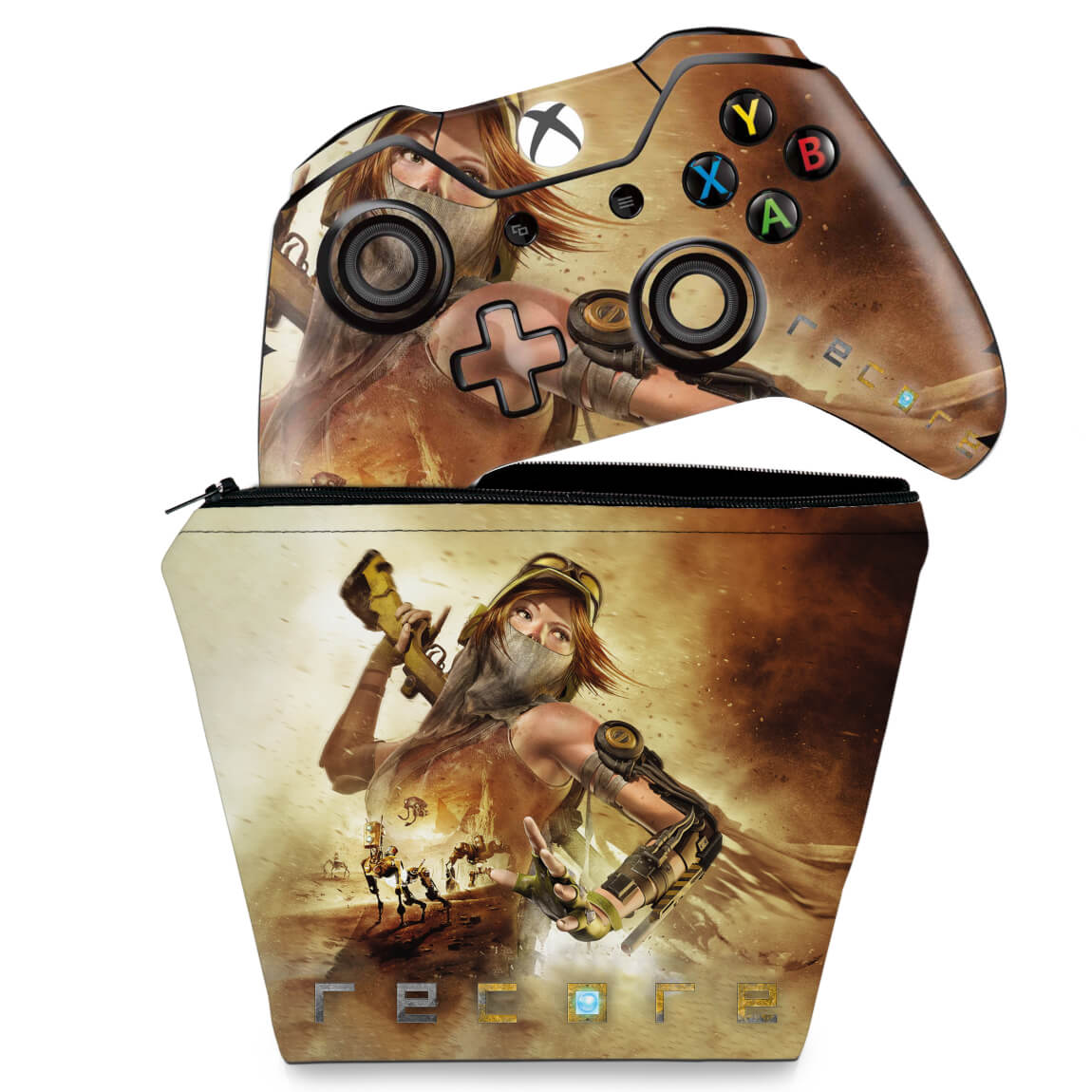 KIT Capa Case e Skin Anti-Rage Xbox One Fat Controle - Recore
