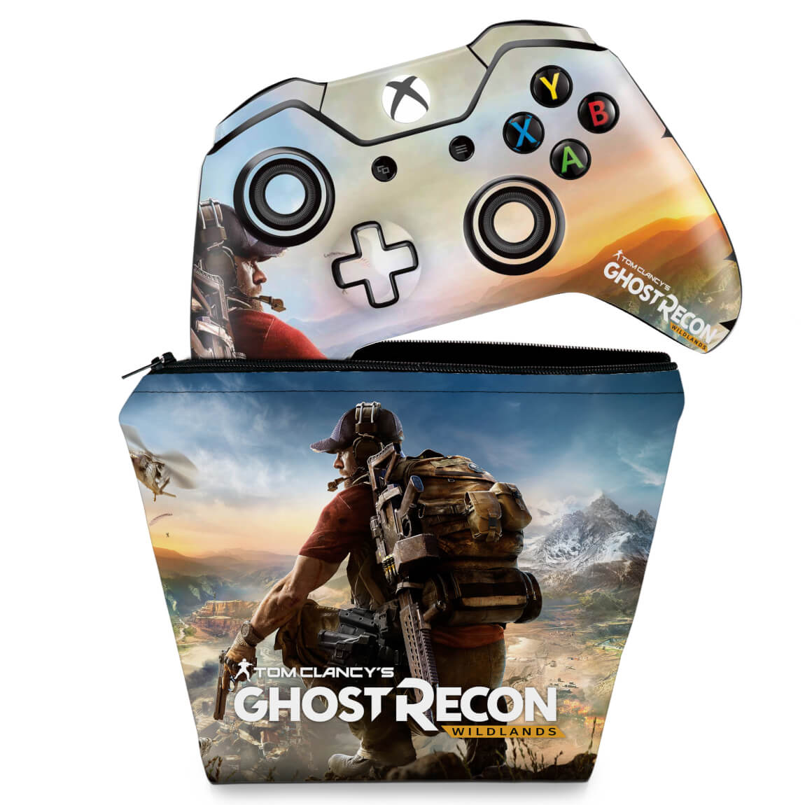 KIT Capa Case e Skin Anti-Rage Xbox One Fat Controle - Ghost Recon Wildlands