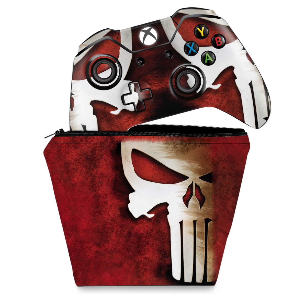 KIT Capa Case e Skin Anti-Rage Xbox One Fat Controle - The Punisher Justiceiro