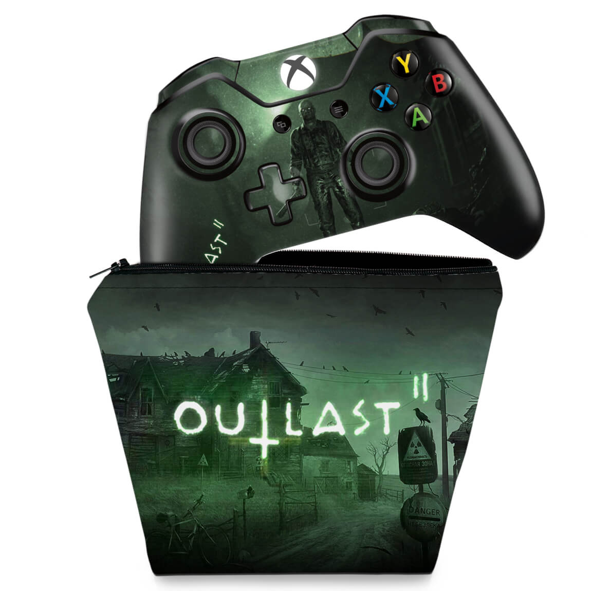 KIT Capa Case e Skin Anti-Rage Xbox One Fat Controle - Outlast 2