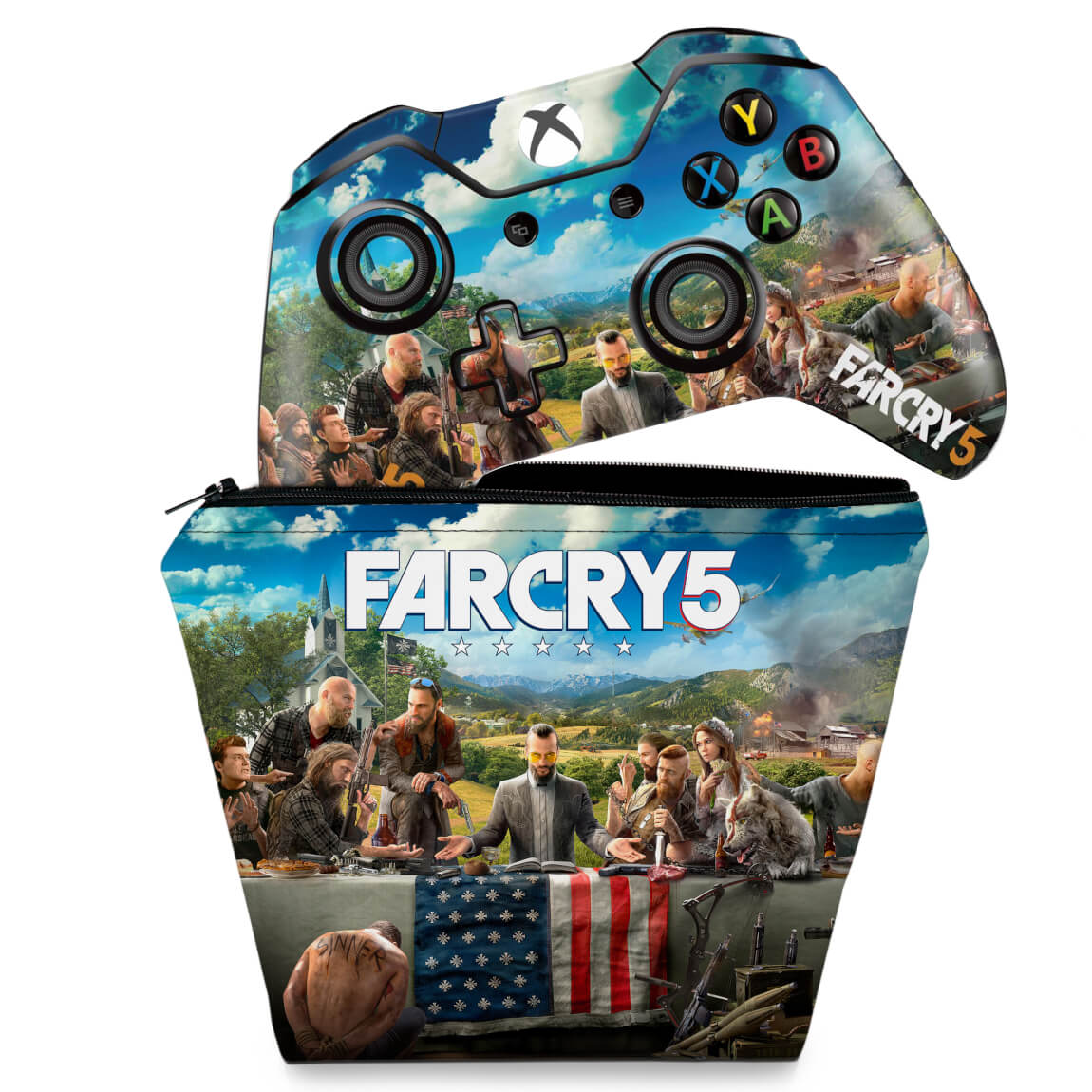 KIT Capa Case e Skin Anti-Rage Xbox One Fat Controle - Far Cry 5