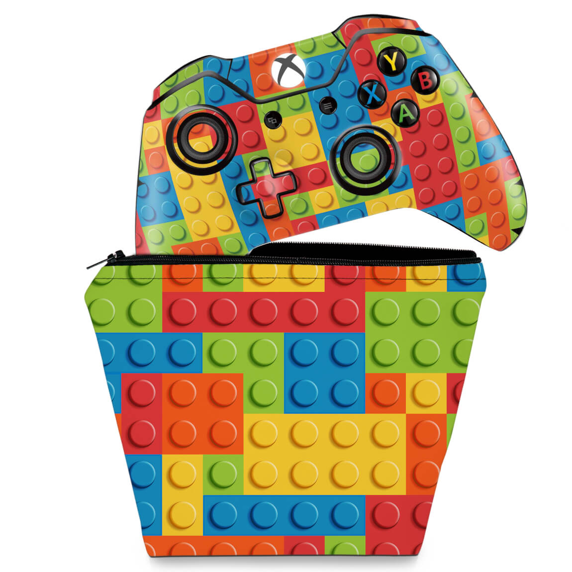 KIT Capa Case e Skin Anti-Rage Xbox One Fat Controle - Lego