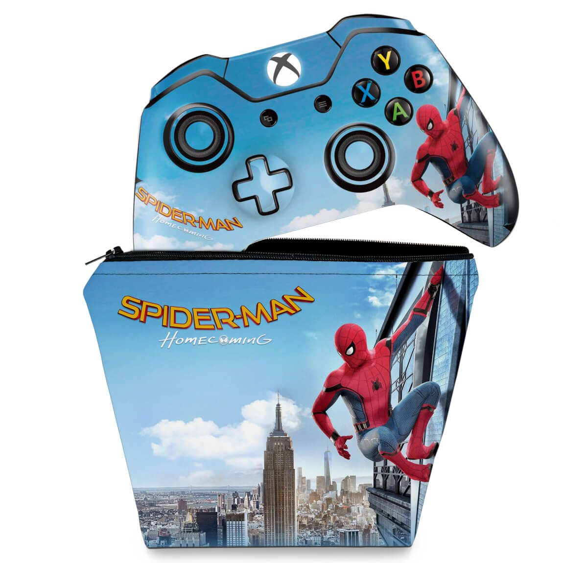 KIT Capa Case e Skin Anti-Rage Xbox One Fat Controle - Homem Aranha - Spiderman Homecoming