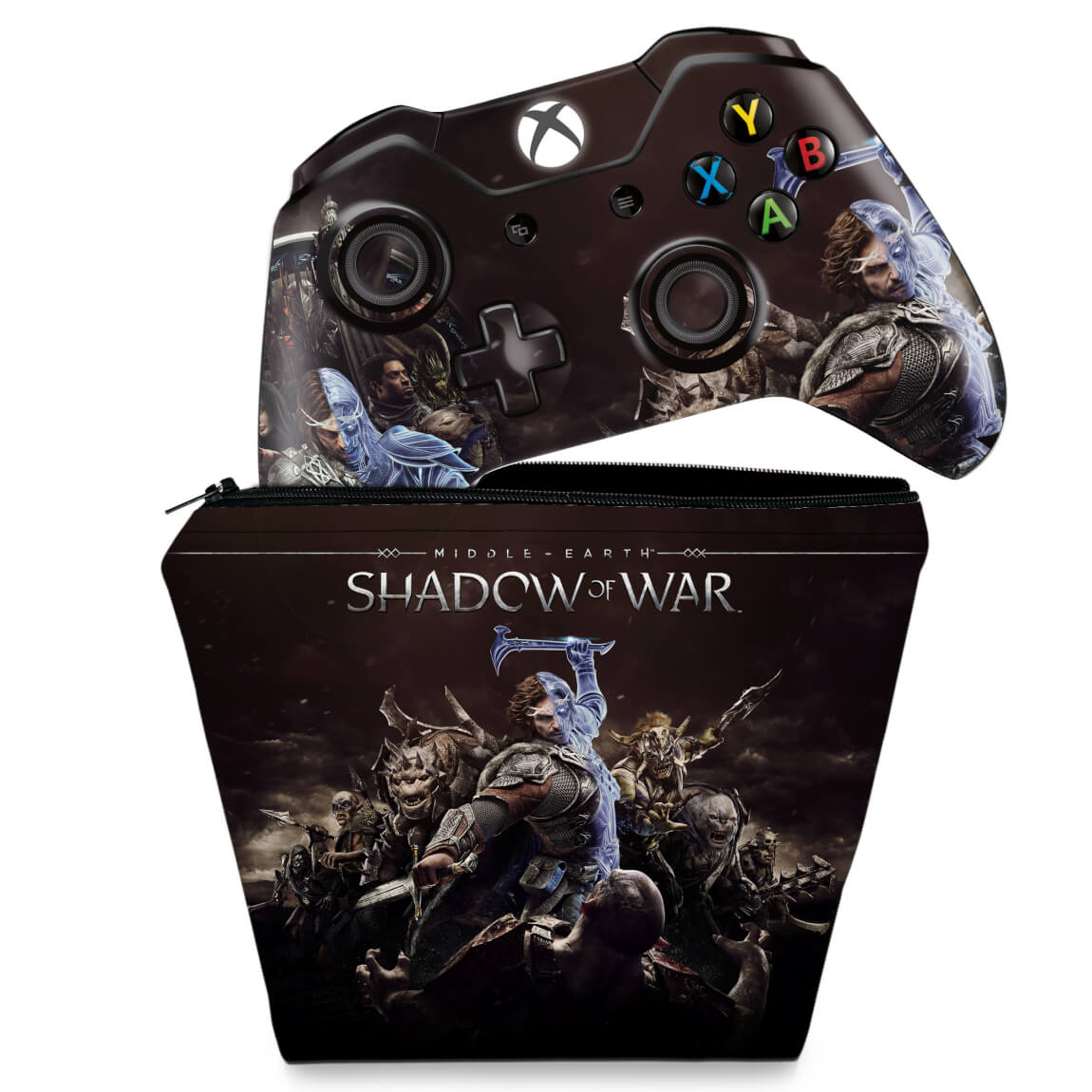 KIT Capa Case e Skin Anti-Rage Xbox One Fat Controle - Shadow of War