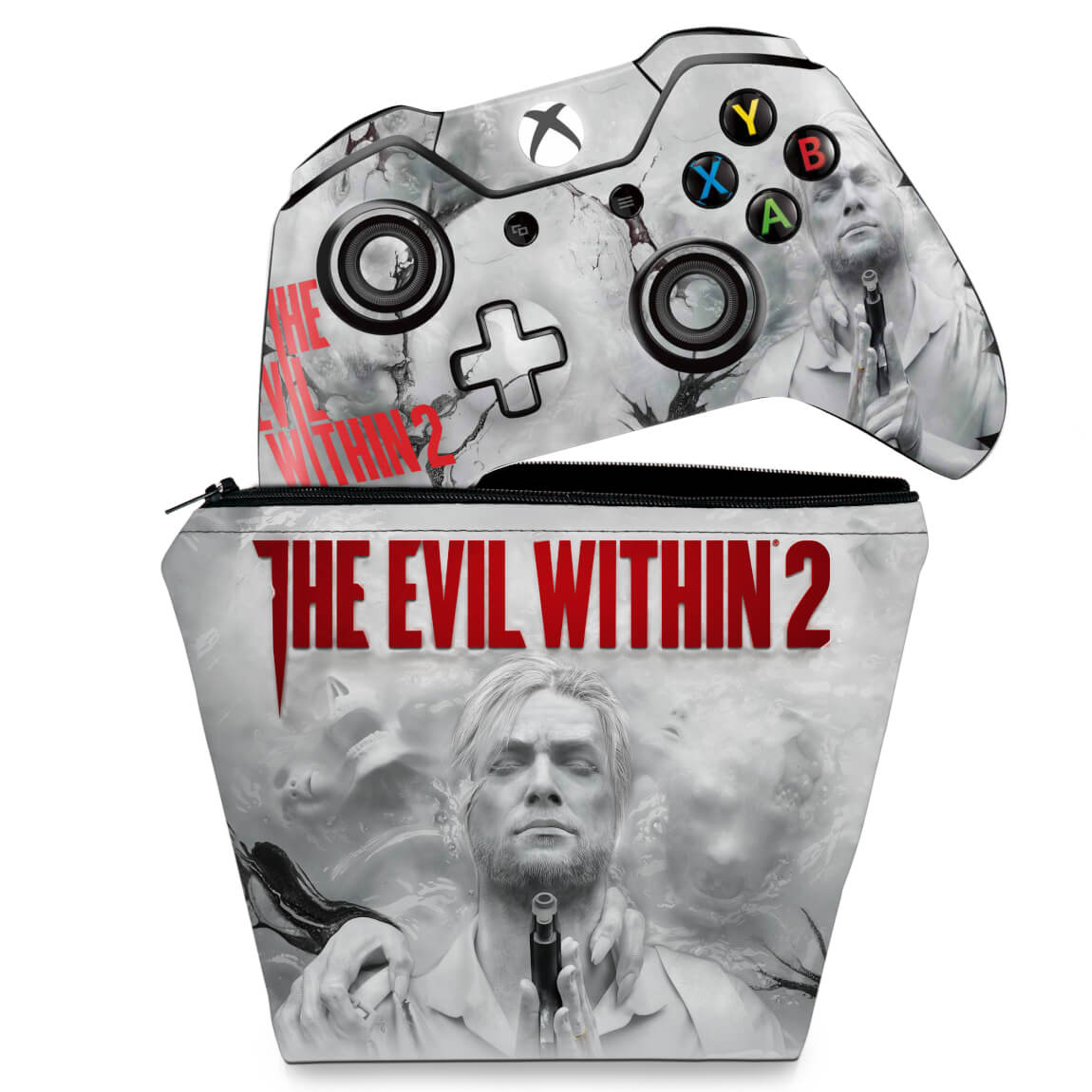 KIT Capa Case e Skin Anti-Rage Xbox One Fat Controle - The Evil Within 2