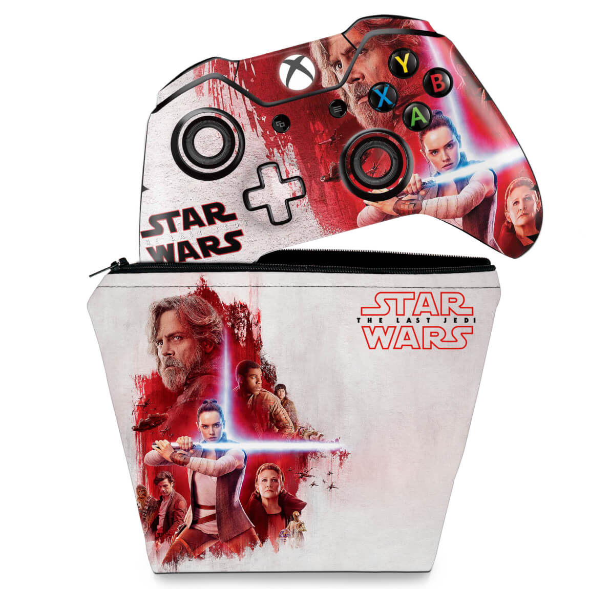 KIT Capa Case e Skin Anti-Rage Xbox One Fat Controle - Star Wars The Last Jedi