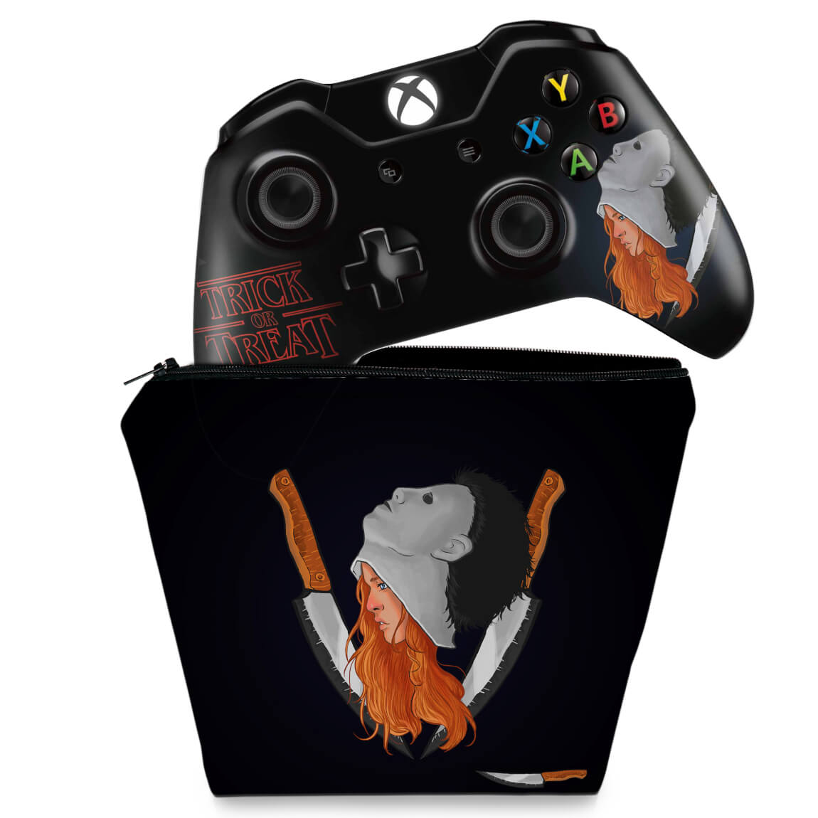 KIT Capa Case e Skin Anti-Rage Xbox One Fat Controle - Stranger Things Max