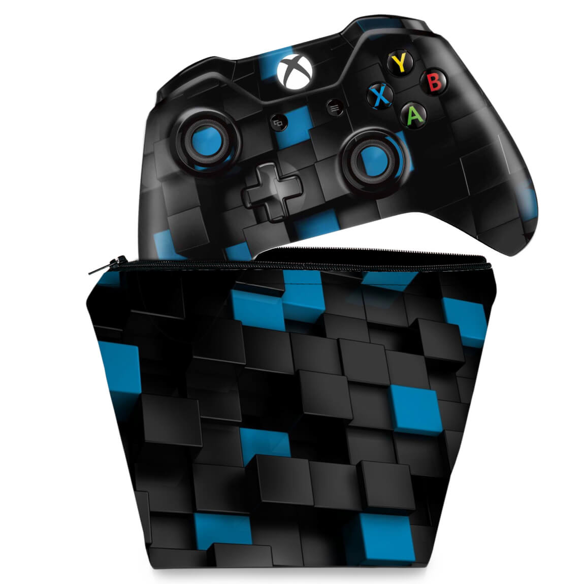 KIT Capa Case e Skin Anti-Rage Xbox One Fat Controle - Cubo