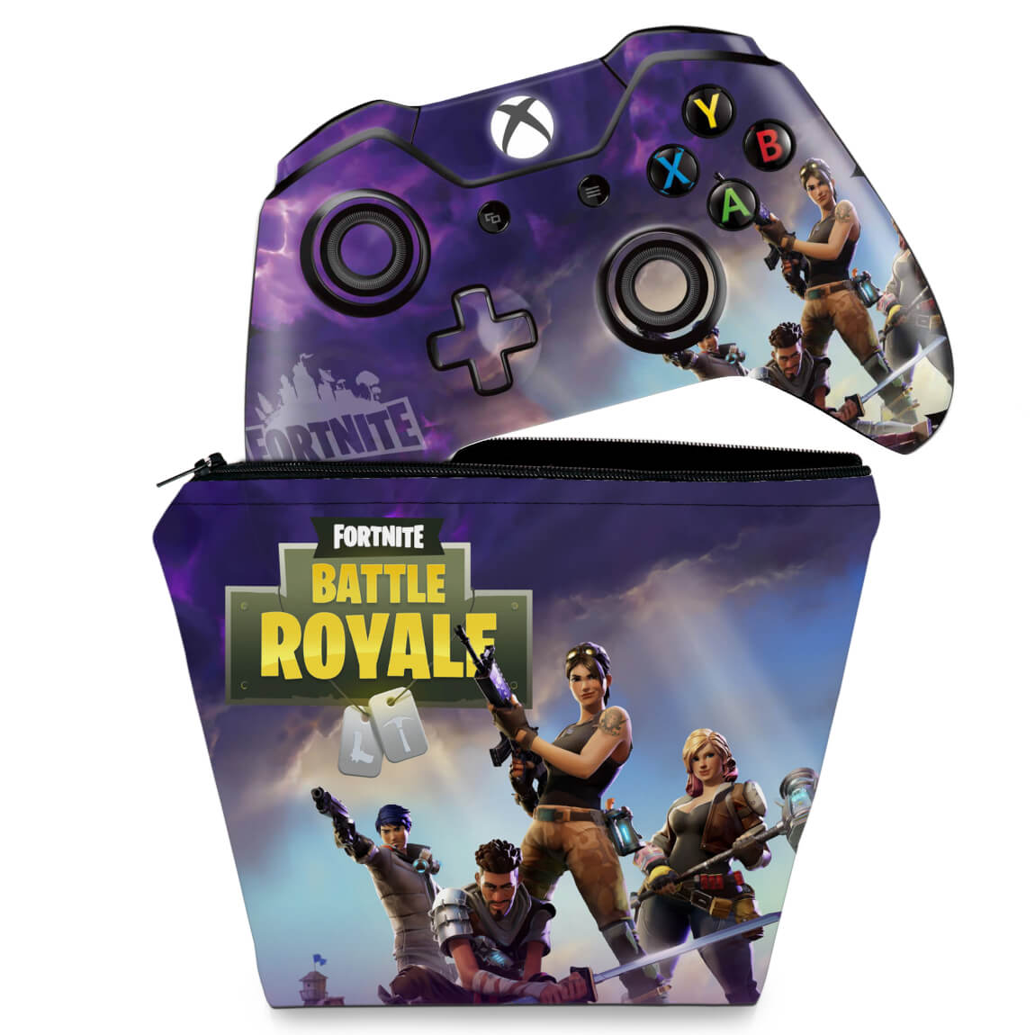 KIT Capa Case e Skin Anti-Rage Xbox One Fat Controle - Fortnite Battle Royale