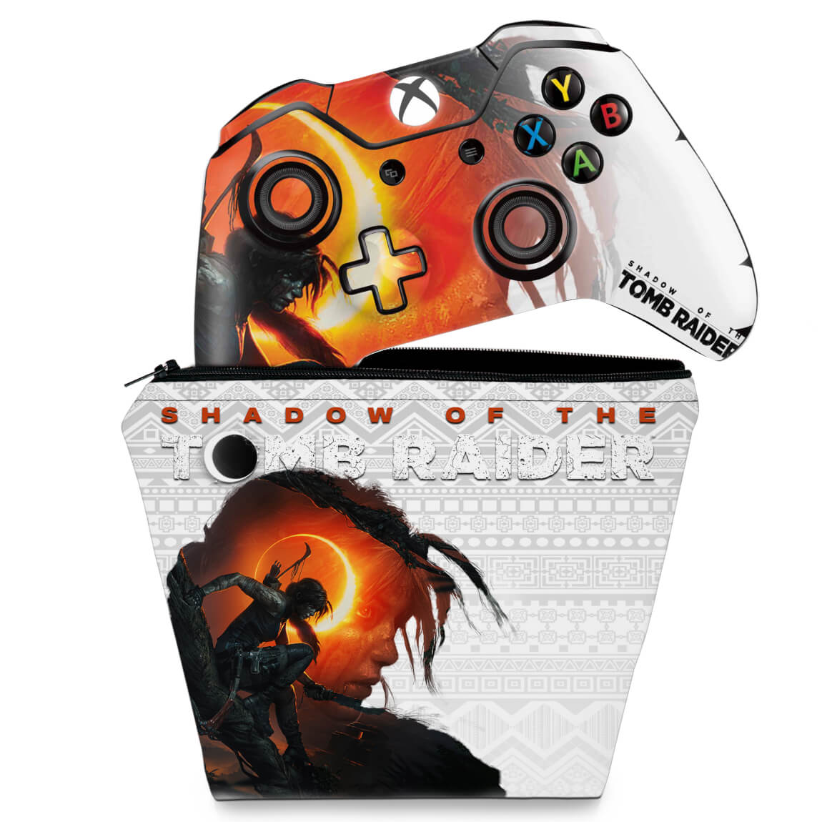 KIT Capa Case e Skin Anti-Rage Xbox One Fat Controle - Shadow Of The Tomb Raider