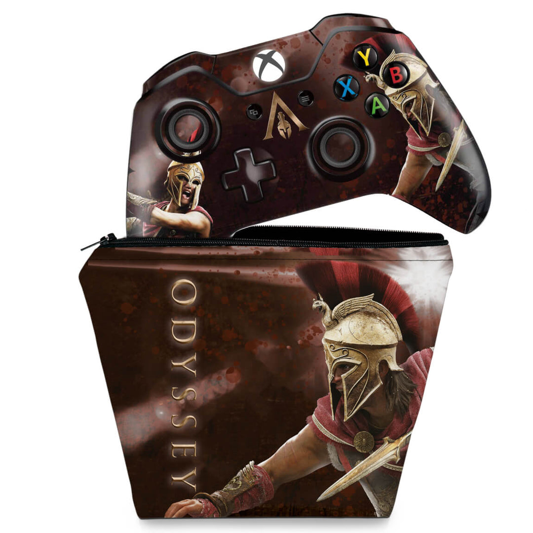 KIT Capa Case e Skin Anti-Rage Xbox One Fat Controle - Assassin's Creed Odyssey